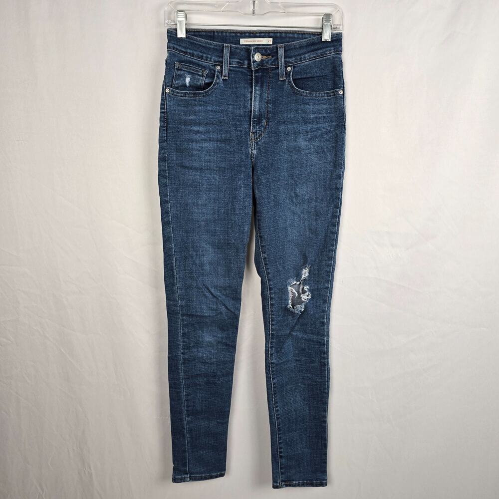 Levi's 721 Skinny High Rise Jeans Women's 27 Blue Distressed